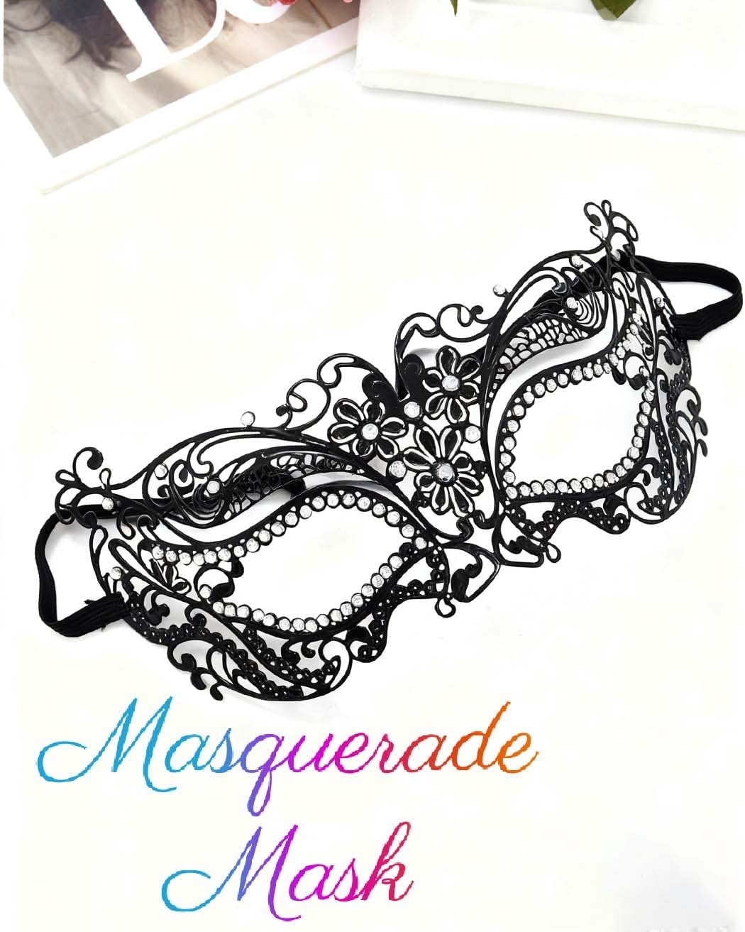 Campsis Women Masquerade Mask Black Masquerade Ball Mask Rhinestone Party Masks for Women - Image 4