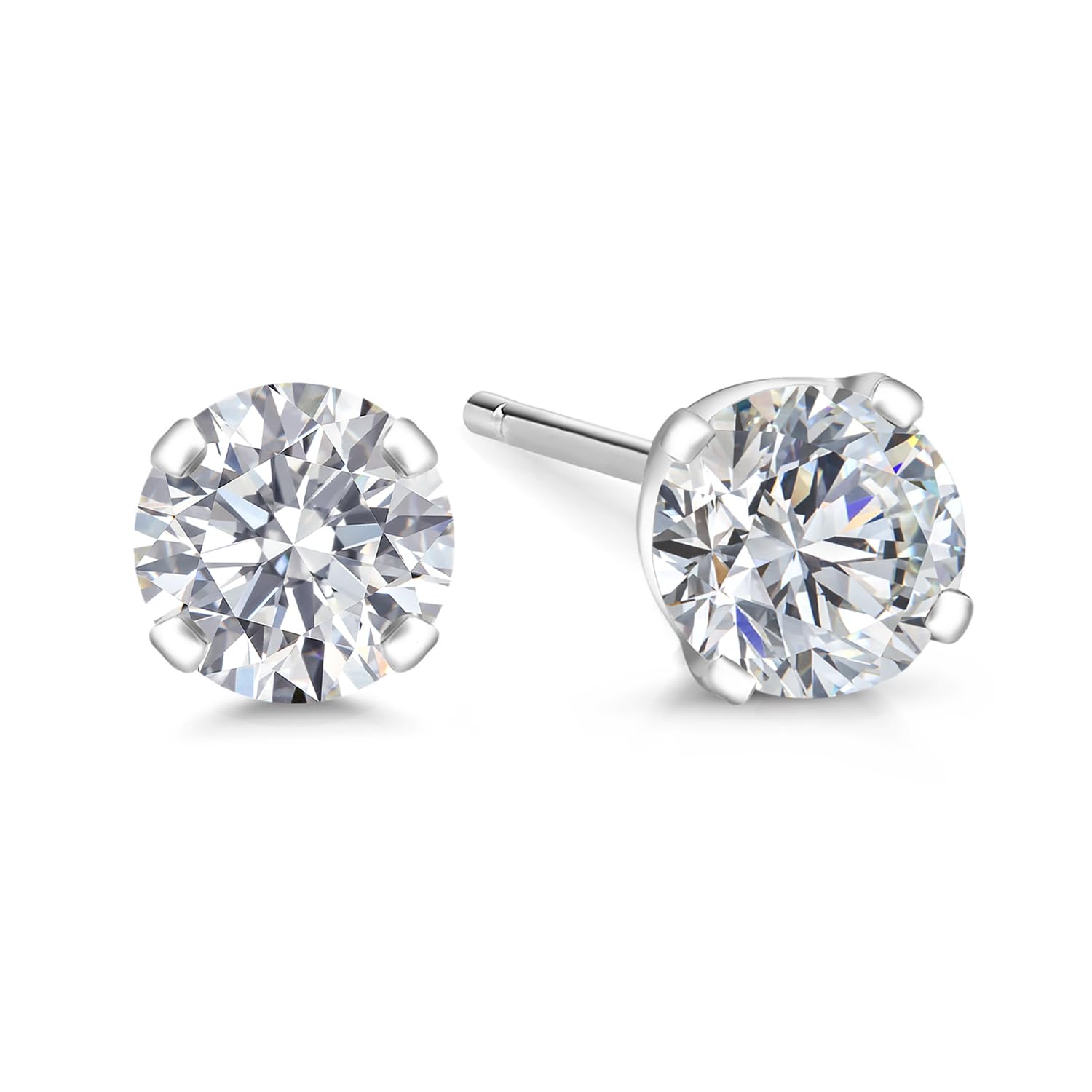 Gem Stone King 14K Gold Lab Diamond Stud Earrings