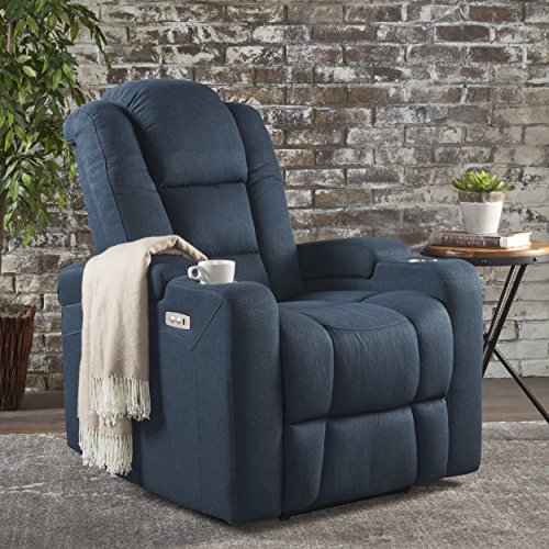 Christopher Knight Home Emersyn Tufted Fabric Power Recliner with Arm Storage and USB
