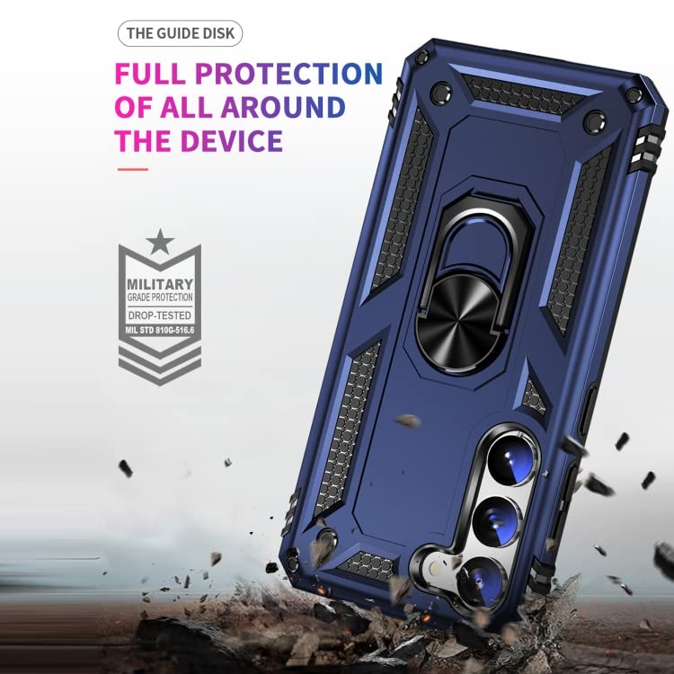 Image of ShieldTech Back Cover for Samsung Galaxy S23 Plus 5G | Rugged Armor Case with Ring Stand | 360 Protection | Shockproof | Camera & Screen Guard (PC, Blue)