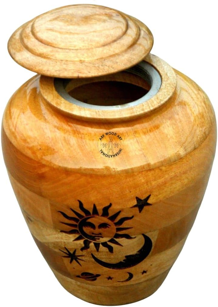 Sun & Moon Handmade Urn - Humans & Burial Urns for Ashes -(Adult) Vintage and NEW Addition Urn for Adult or Pet Dog Ashes Cremains Memorial (Large (220cu/in))