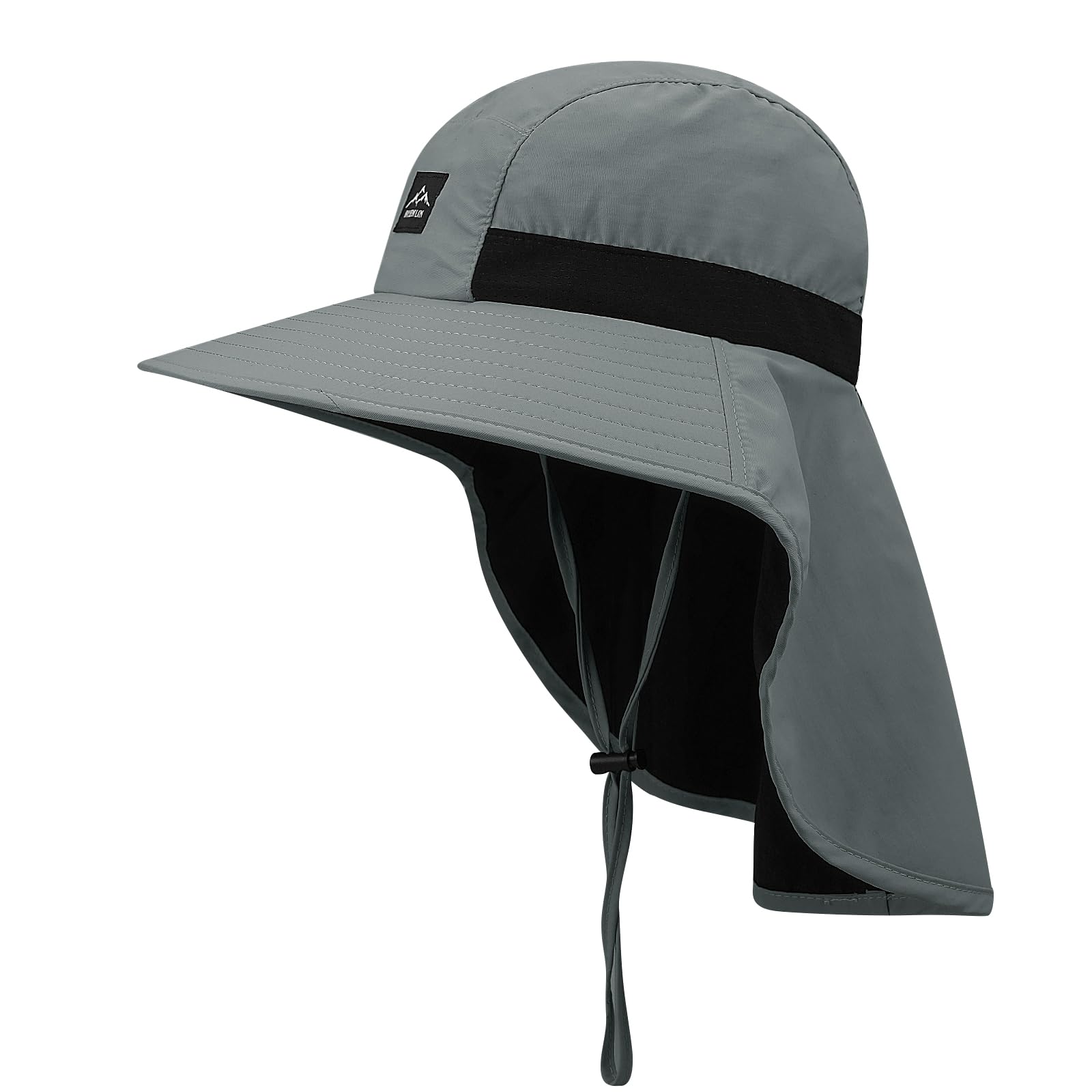 Croogo Outdoor Sun Hat for Men with 50+ UPF Protection Safari Gardening Cap Wide Brim Fishing Hat with Neck Flap,Gray-DHJM1