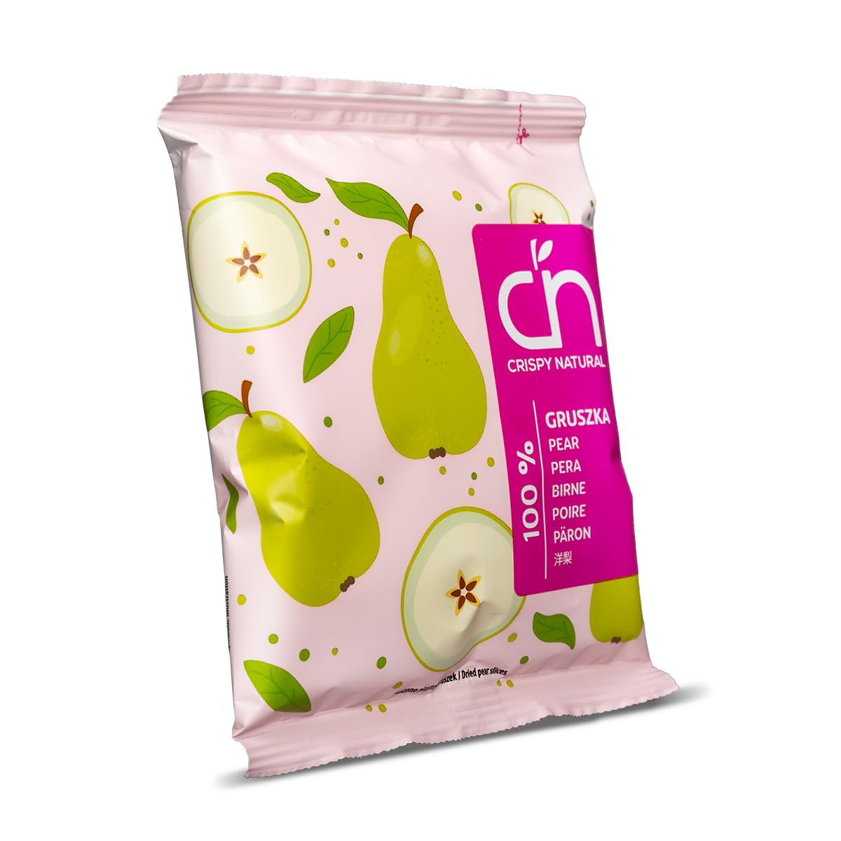 Crispy Natural Peras Chips 24x18G Chips de Frutas Deshidratadas Naturalmente Crujientes y Saludables Sin Azúcares Añadidos Fuente de Fibra Pequeños Bocados Sin Gluten