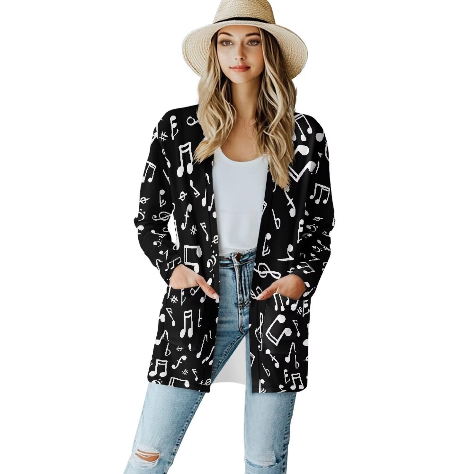 Womens Open Fron Cardigan Sweaters Long Sleeve Oversized Casual Tops Loose Lightweight Daily Coats with Pockets