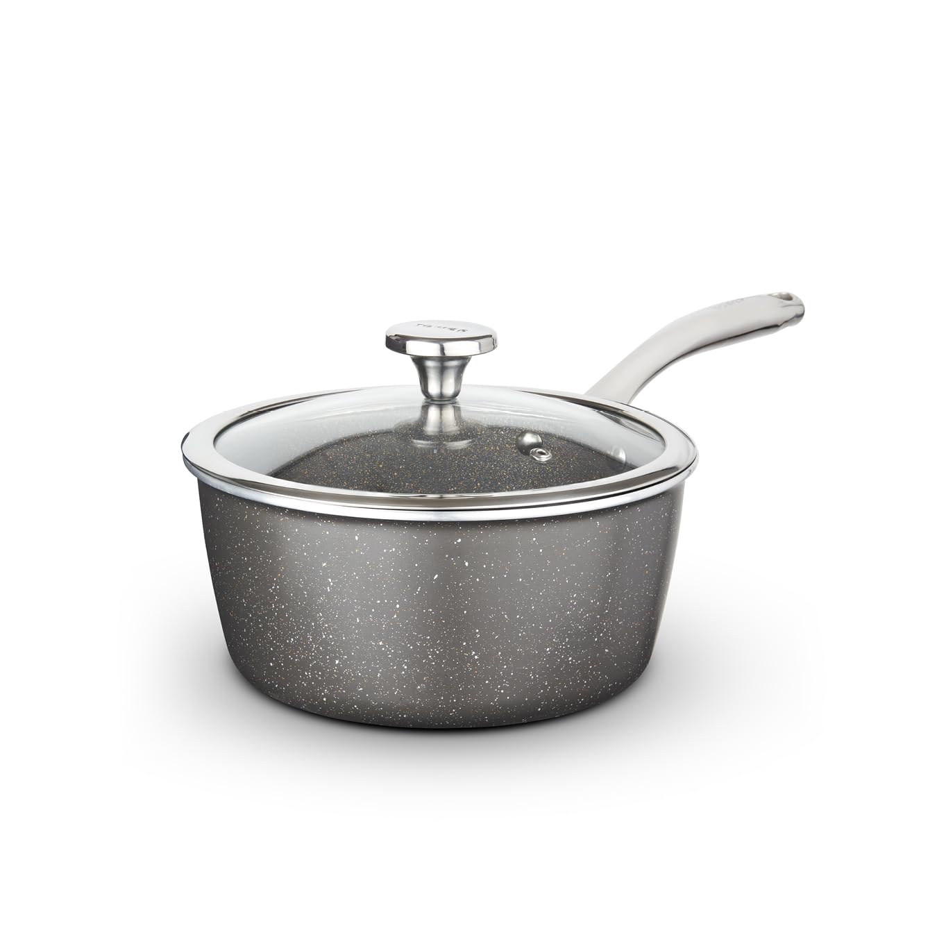 Tower Graphite Cerastone Pro 18Cm Forged Aluminium Saucepan With Tempered Glass Lid, Non-Stick Coating,