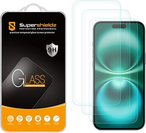 Supershieldz Protector de pantalla de vidrio templado diseñado para iPhone 16/iPhone 15 (6.1 pulgadas), antiarañazos, sin burbujas