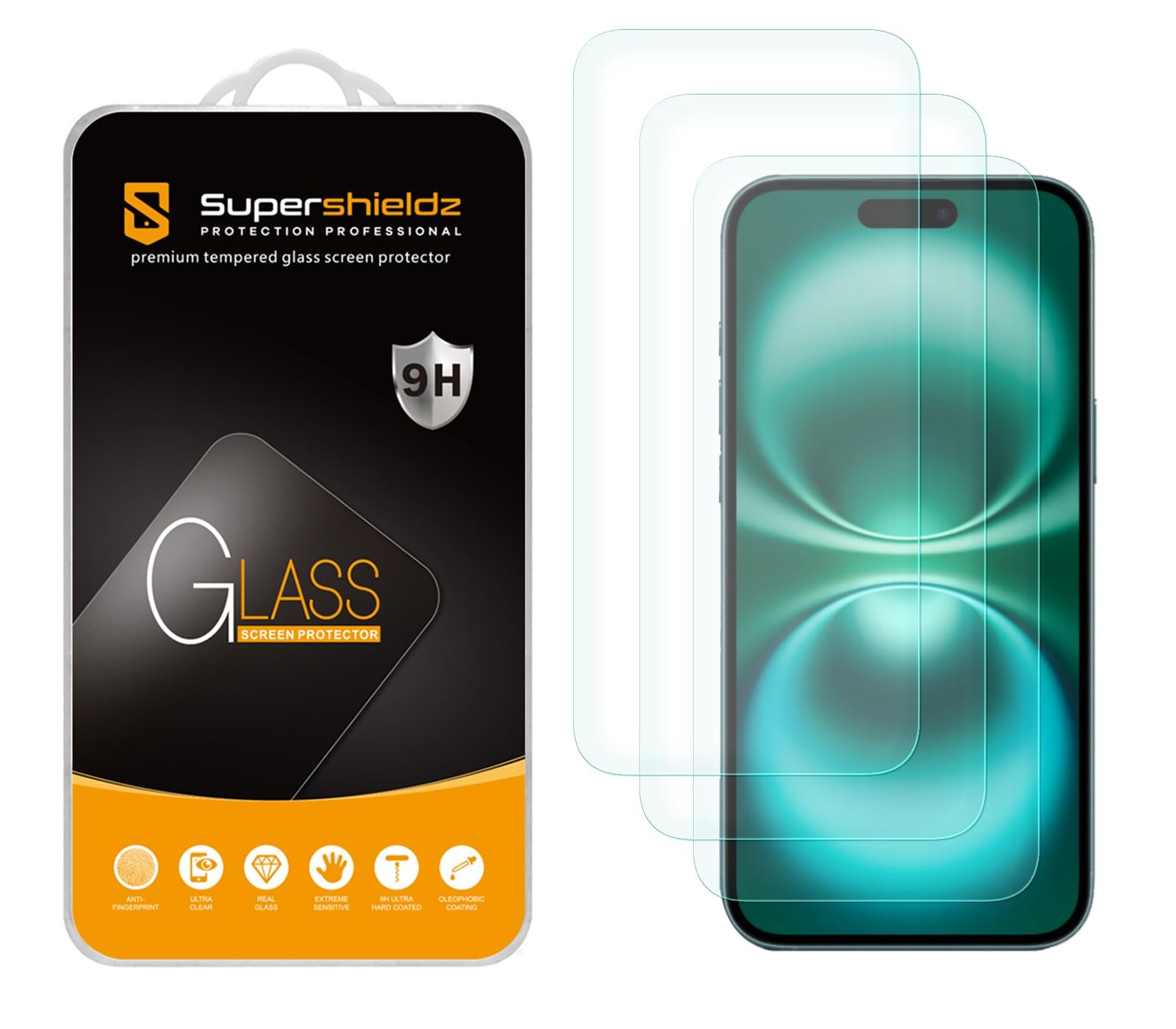 (3 Pack) Designed for iPhone 16 / iPhone 15 (6.1 inch) Tempered Glass Screen Protector, Anti Scratch, Bubble Free