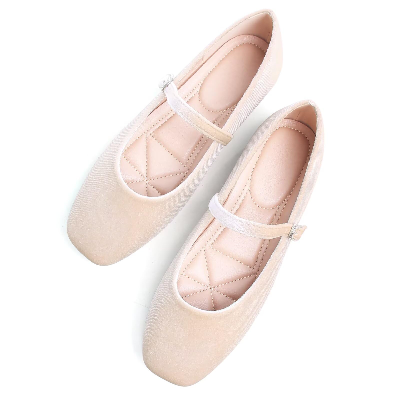 TN TANGNEST Leather Flats for Women Comfortable Square Toe Slip On Flats Soft Work Flats Retro Mary Jane Flats