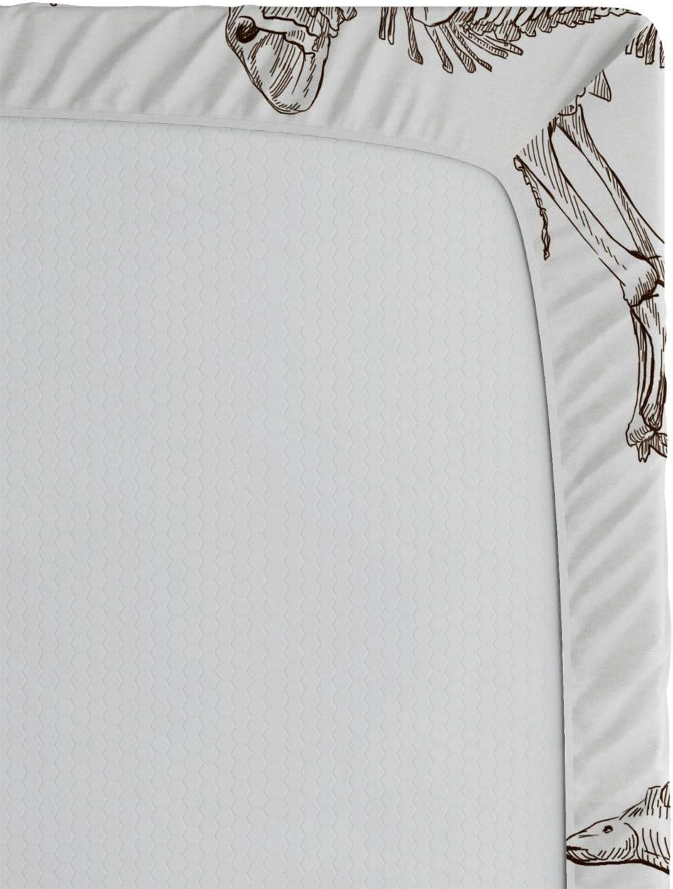 Ambesonne Jurassic Fitted Sheet, Arrangement of Various Dinosaurs Illustrations Skeleton Biology Historic, Soft Decorative Fabric Bedding All-Round Elastic Pocket, Twin Size, Dark Brown Twin Dark Brown