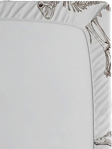 Miniatura 5 de Ambesonne Jurassic - Sábana bajera ajustable, arreglo de varias ilustraciones de dinosaurios, esqueleto de biología histórica, funda de cama con