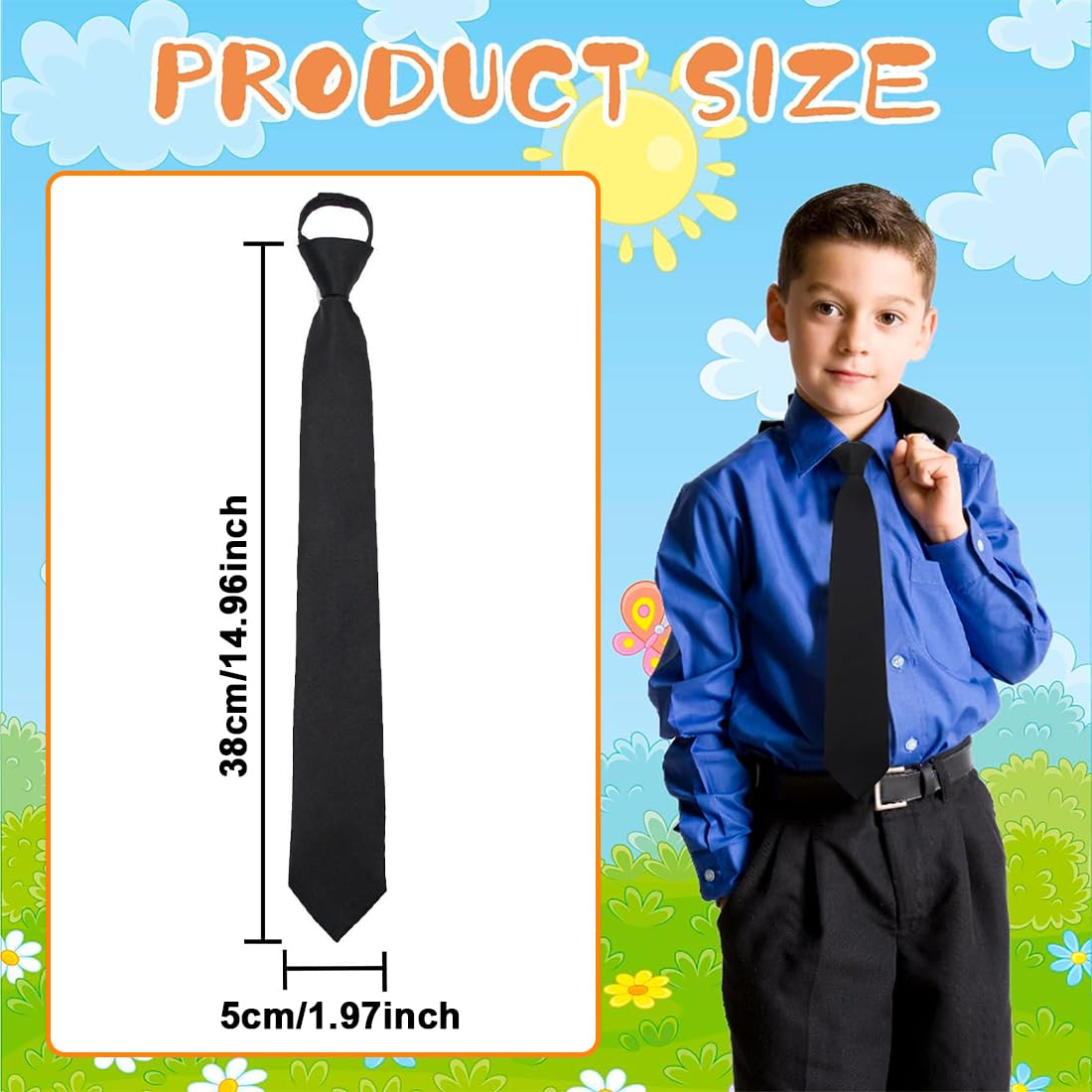 Corbata pre-atada de microfibra lisa y ajustable para niños, Ideal para ocasiones formales y escolares, Con hebilla de torre para mayor comodidad y estilo, 1pcs