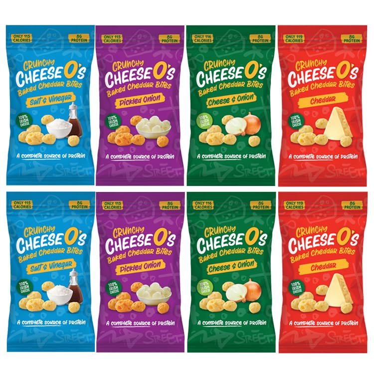CheeseOs Snacking Cheese Snacks Multipack 8x20g - 8g Protein Low Carb High Calcium Baked Cheese Snacks Cheddar Bites Keto Snack High Protein Snack Gluten Free Vegetarian Crisps Multipack