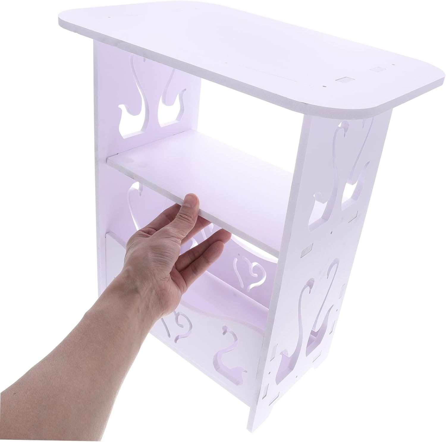 MERRYHAPY Sofa Side Table for Small Spaces Minimalist Bedside Table Dual Layers Modern White for Bedroom Living Dorm Use