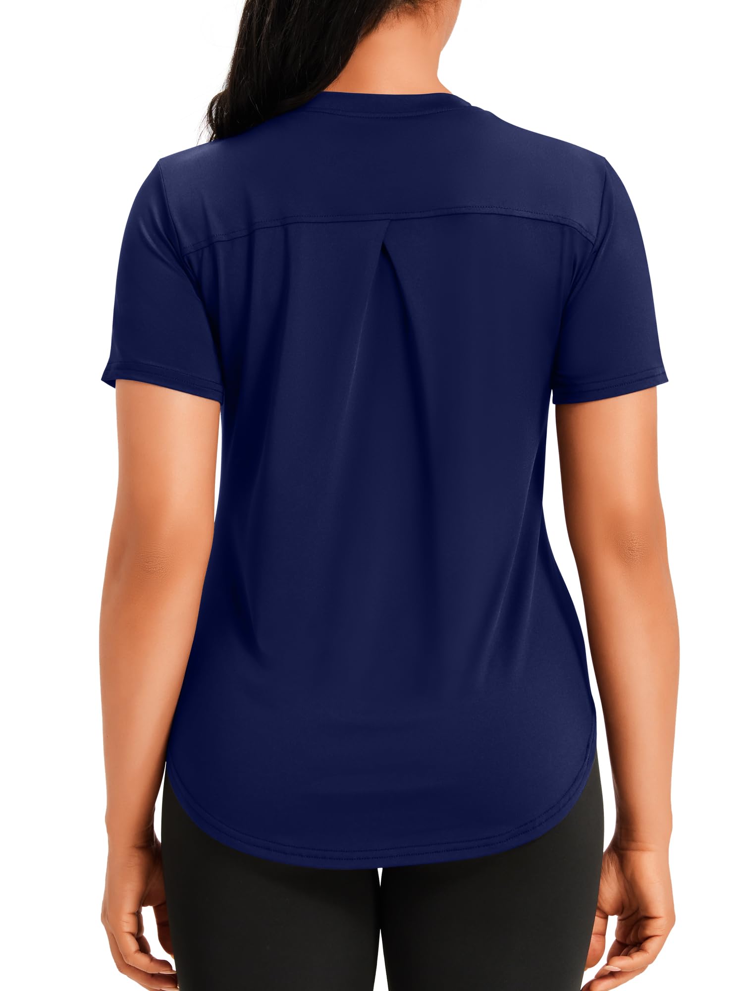 Memouniva Sportshirt Damen Kurzarm Sport Oberteile Fitness Yoga T-Shirt Leicht Funktionsshirt Atmungsaktiv Laufshirt