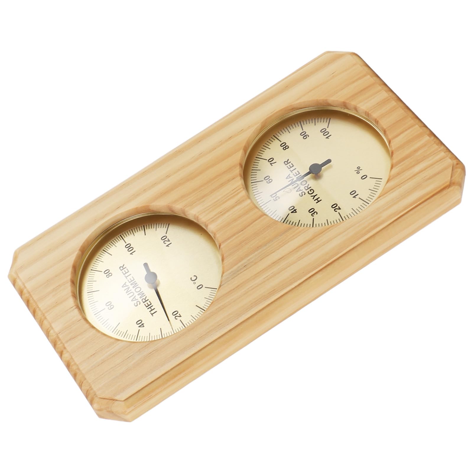 Higrotermógrafo para Sauna, 0 a 100 Humedad Madera PC ABS Cobre 2 en 1 Termómetro Higrómetro para Sauna para la Familia