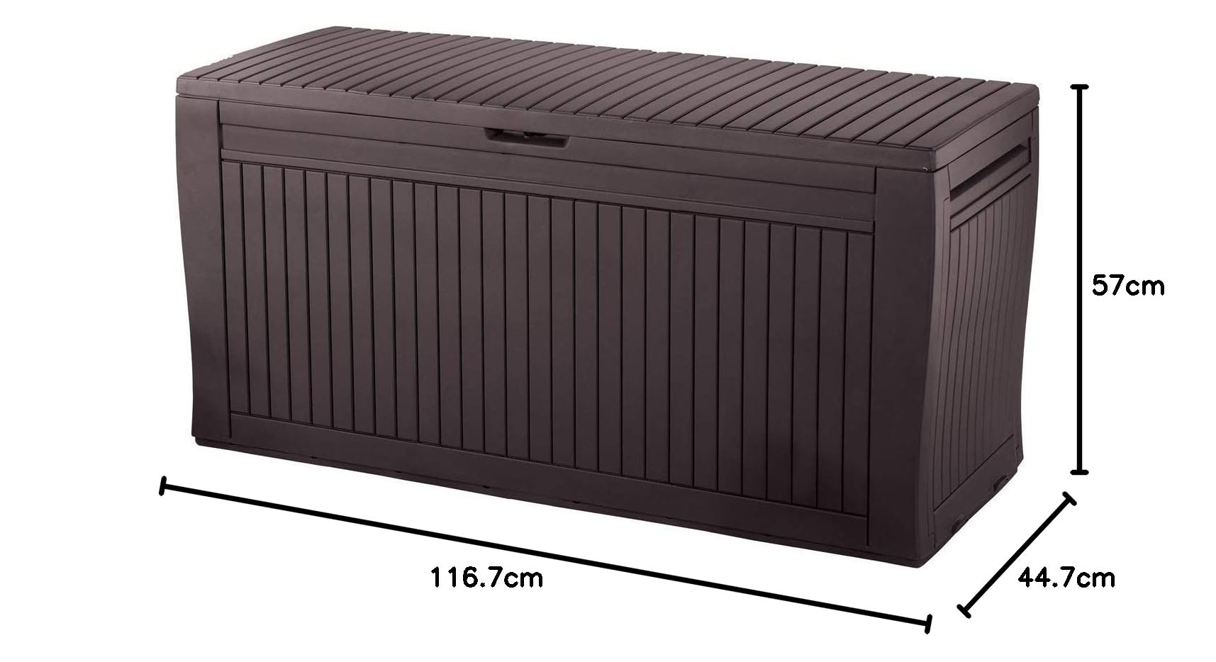 Koll Living Auflagenbox/Kissenbox 270 Liter 100% Wasserdicht mit Belüftung dadurch kein übler Geruch/Schimmel Moderne Holzoptik Deckel belastbar bis 250 KG (2 Personen)