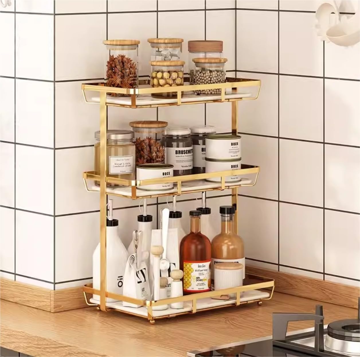 調味料収納ラック - おしゃれで実用的なキッチンオーガナイザー Amazon｜調味料ラック 調味料 収納 スパイスラック 調味料棚 3 層