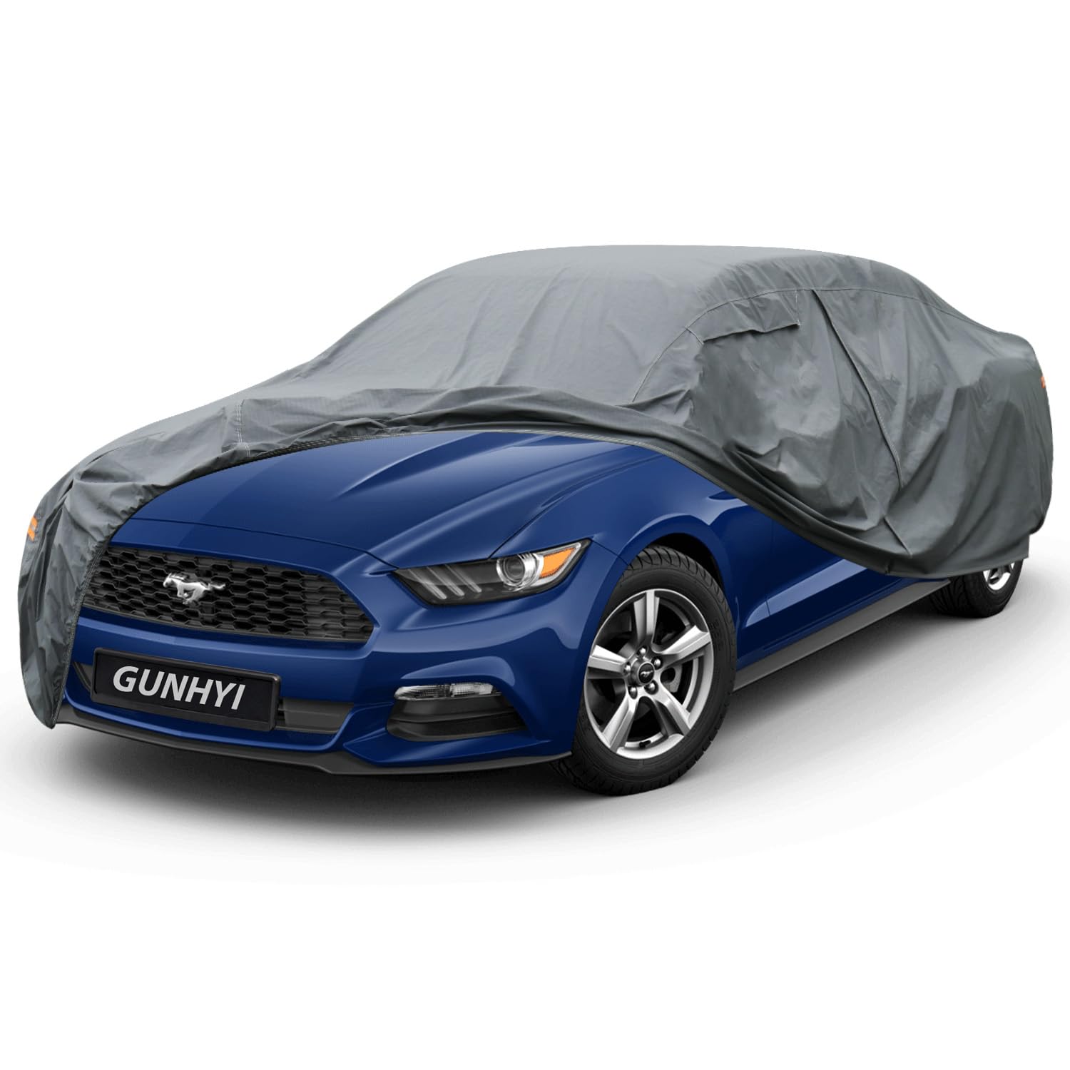 GUNHYI Premium Car Cover Custom Fit Ford Mustang, 16 Layers Heavy Duty Car Cover Waterproof All Weather with Zipper Door for Sun Rain Snow Dust Uv Protection