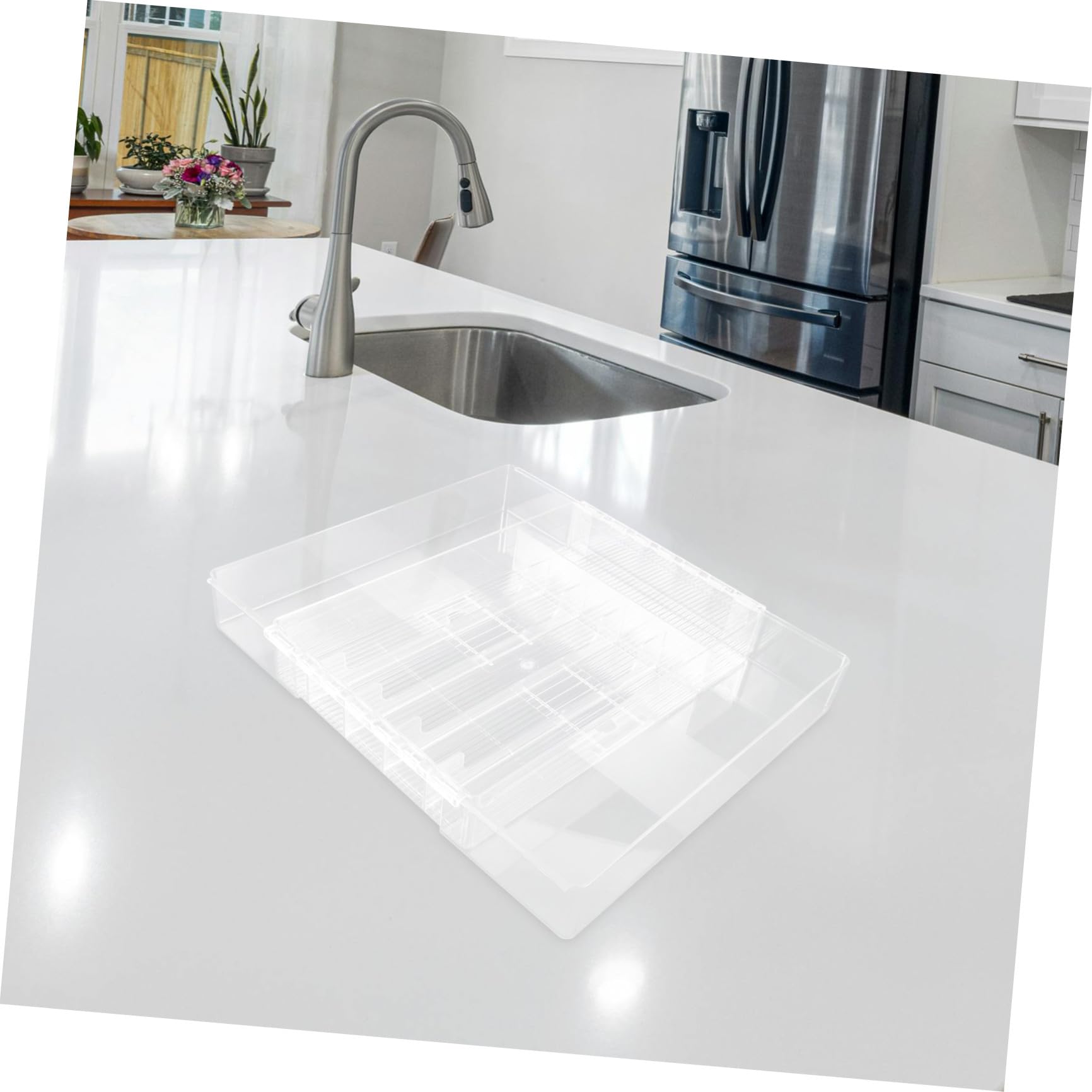Homoyoyo Bandeja Organizadora Extensible para Cubiertos y Utensilios de Acrílico Compartimentos Múltiples para Cajones y Baño, Resistente y Funcional