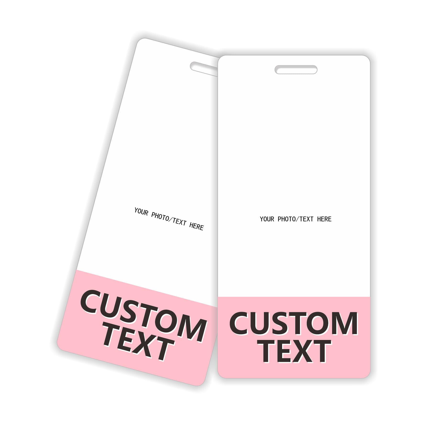 Custom Printed Badge Buddy - in Pink- Vertical (2 Pack) - Print On Both Sides - Durable and Water Resistant Ideal for Teachers, Nurses, Doctors,