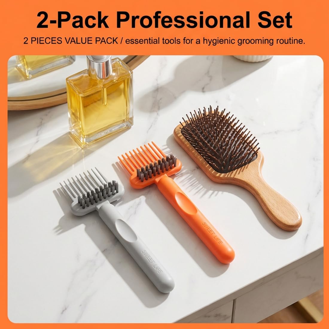 2 Piezas Herramienta Limpiadora de Cepillos para el Cabello, 2-en-1 Cepillo Limpiador de Peines, Elimina Cabello y Polvo para Uso en Casa y Salón - 4