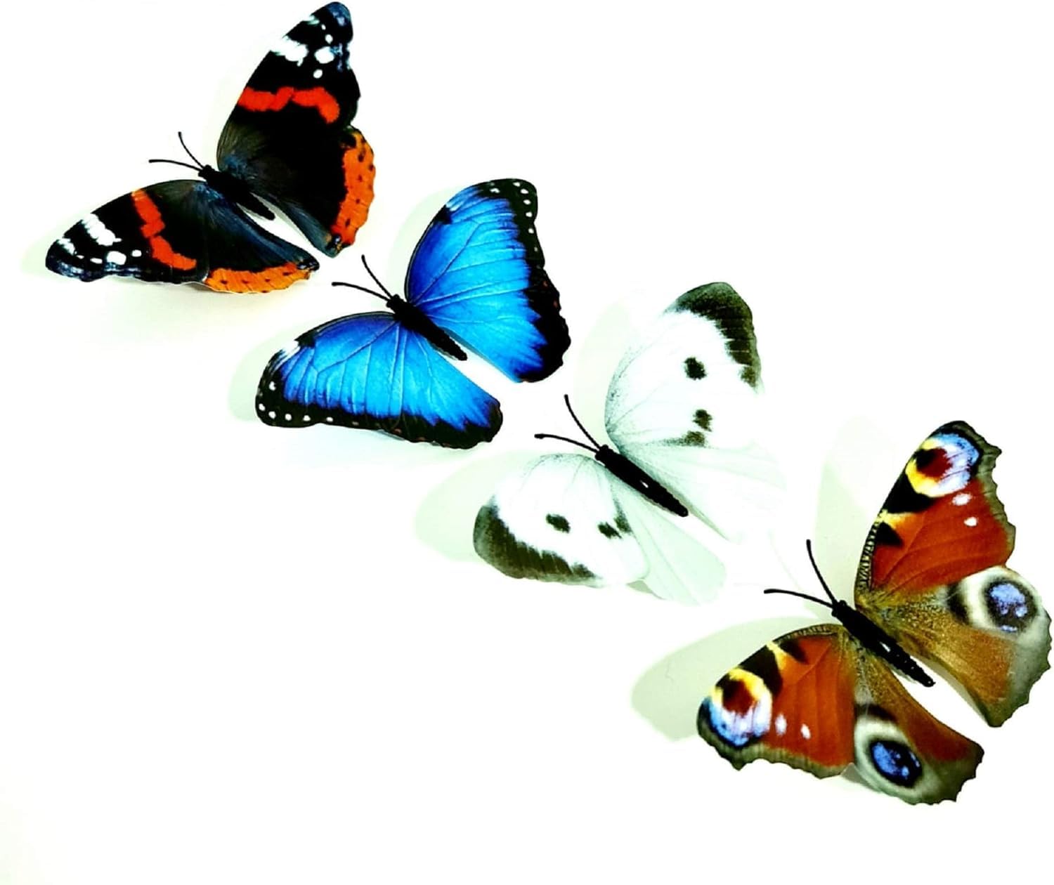 GSV Essentials 4x Multicolour Garden Butterflies With Clips, Wall Sculpture, Vibrant Colour, Eye Catching Design, Ideal Use For Home, Garden, Patio, Yard Fence, Porch Tree