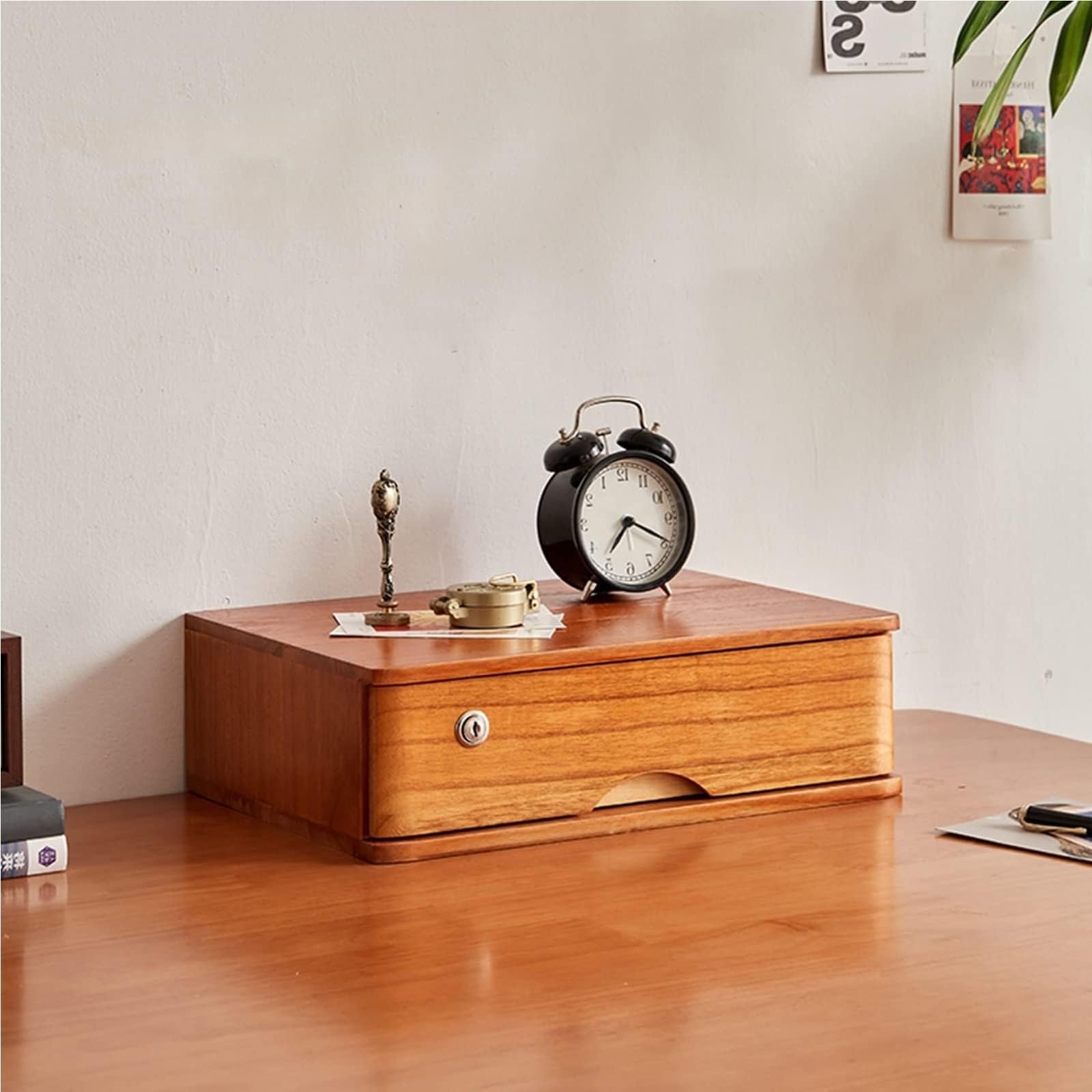 Elegante schedario in legno con serratura per cartelle sospese A4 e forniture per ufficio, scrivania sicura per casa e ufficio soluzioni di archiviazione