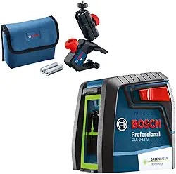 Bosch Nível Laser verde GLL 2-12 G alcance 12m com suporte e bolsa de proteção