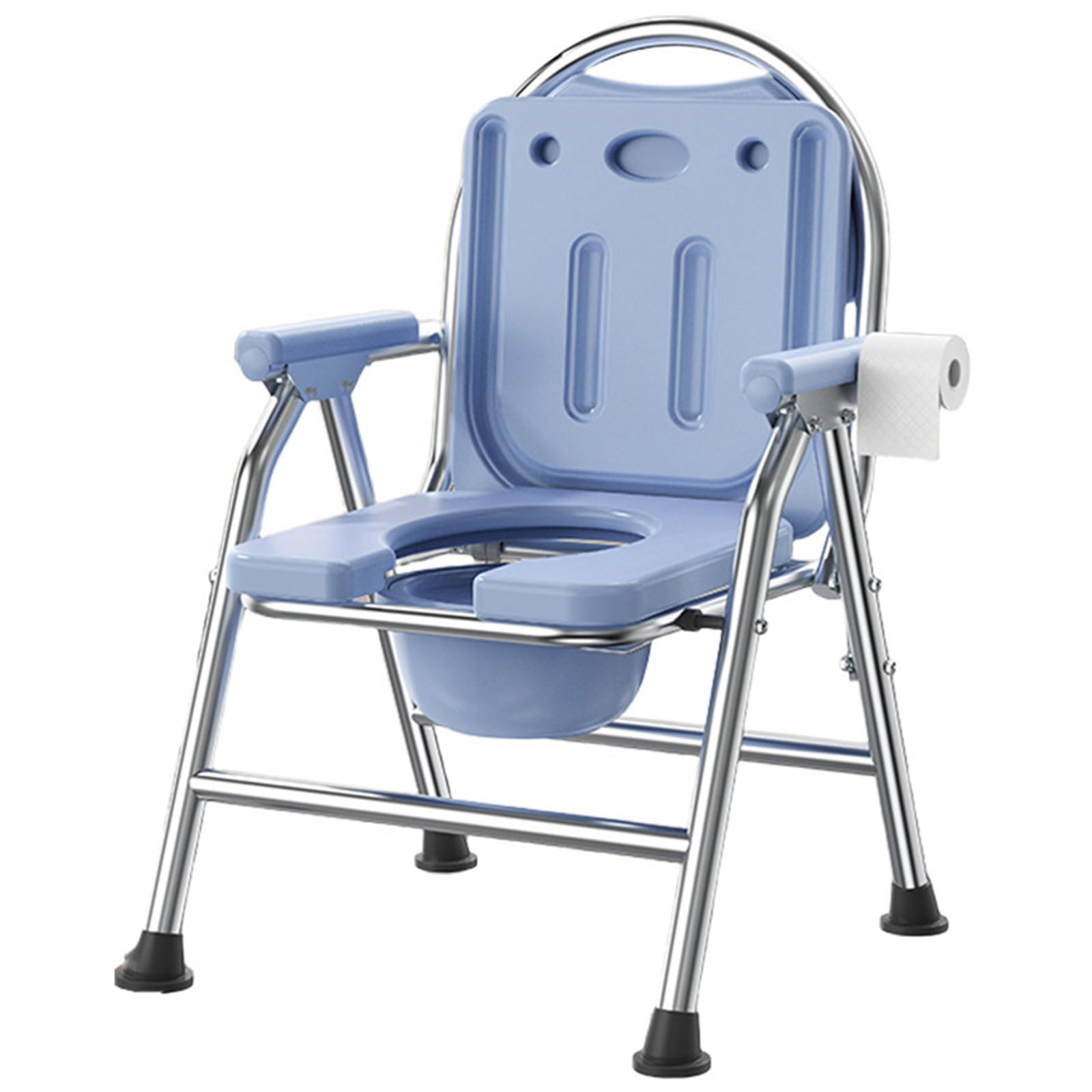 Sedia da toilette pieghevole da comodino, sedia da doccia, sedie da WC, sgabello da bagno antiscivolo con braccioli, maniglie e supporto for la schiena(Fixed Height)