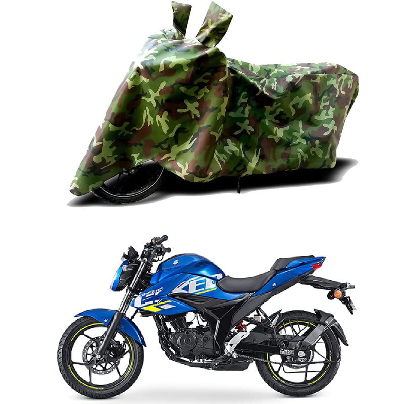 Image of 100% Water Resistant Full Bike Scooty Two Wheeler Body Cover Compatible for Suzuki Gixxer /UV-Rays /Heat Protection /Birds Dropping /Scratchproof /Dust Proof /Waterproof /All Varients[Green MJ]