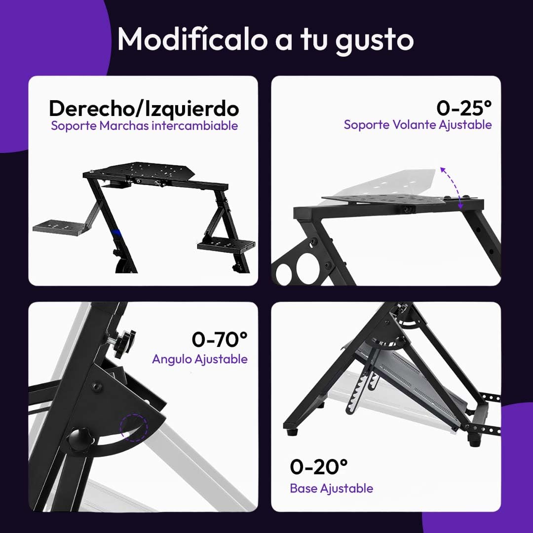 Pukalia Soporte para volante Logitech G29 G920 G923 Plegable, Con soporte caja de cambios y sujeción para Silla Gaming, Thrustmaster T150 T300 TX T500 TH8A, PS4 PS5, Xbox Fanatec Clubsport Cockpit V1