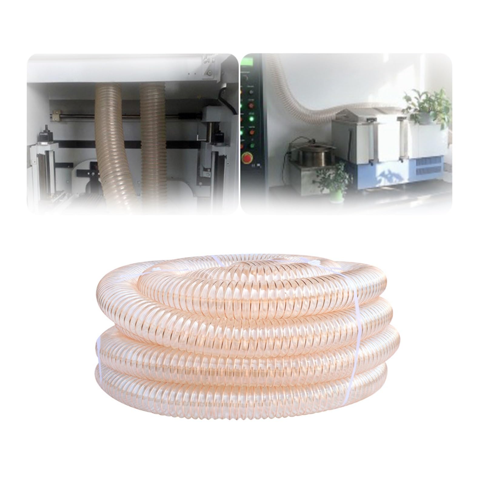 Manguera flexible de recogida de polvo para carpintería, 1 m de longitud, 110 mm de diámetro, manguera de vacío de alambre de acero transparente para herramientas eléctricas y lijadoras