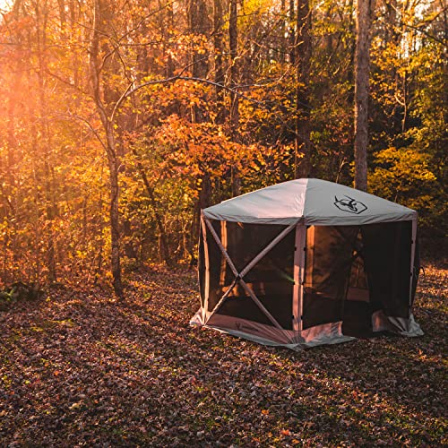 Gazelle Tents™, G6 6-Sided Portable Gazebo, Easy Pop-Up Hub Screen Tent, Waterproof, UV Resistant, 8-Person & Table, Desert Sand, 86" x 124" x 124", GG601DS