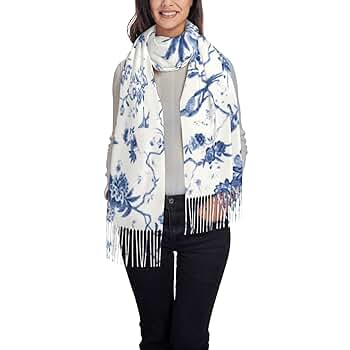 Amazon | [RFSHOP] フリンジスカーフ 青と白のトワル ストール