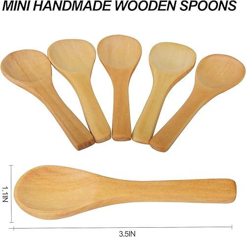 Miniatura 3 de Cucharas pequeñas de madera 50 piezas  Mini cucharas de madera natural cucharadita de miel, cuchara de condimento de cocina, cuchara de café,