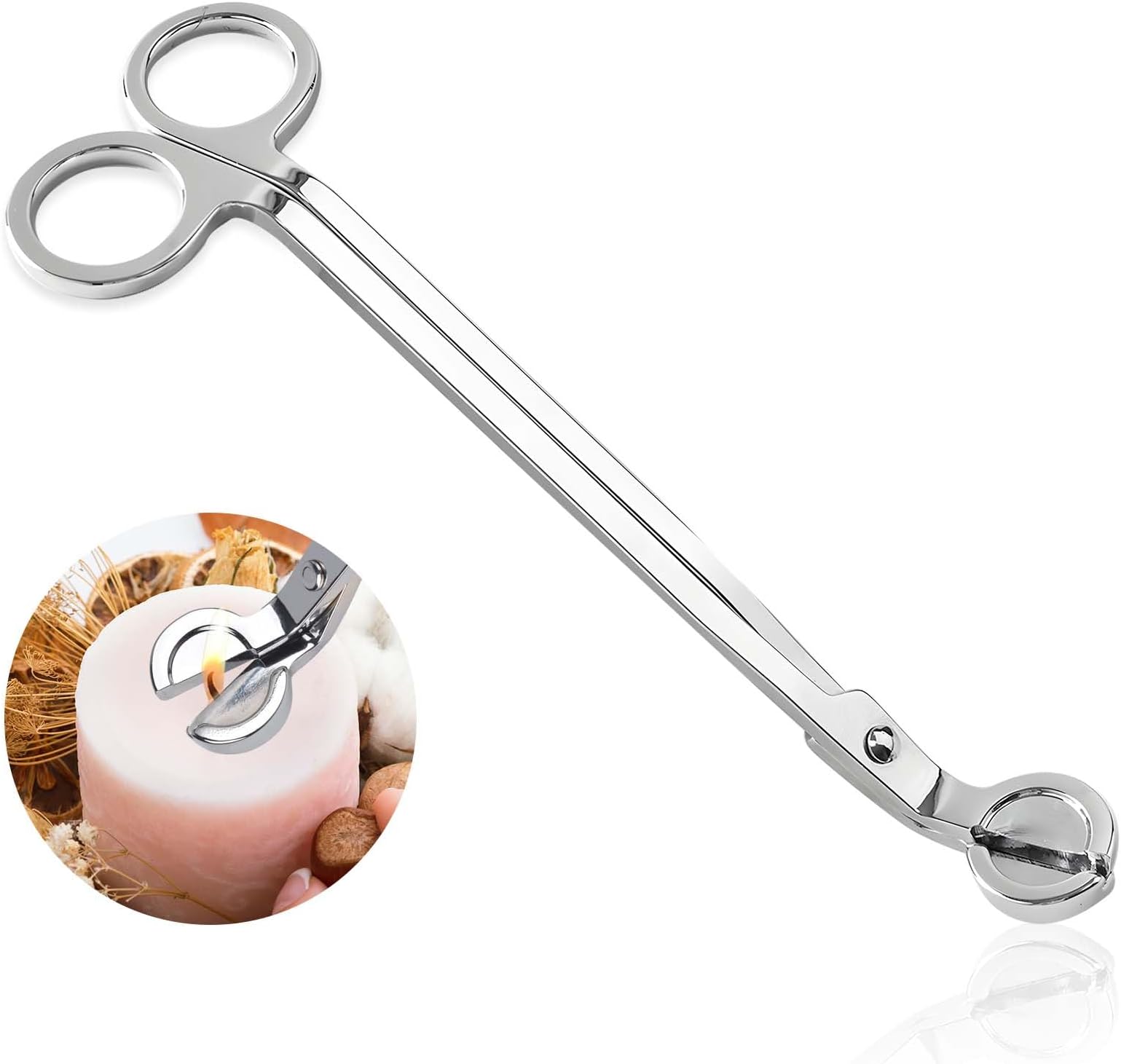 Cuayaes Candle Wick Trimmer Stainless Candle Wick Cutter Wick Clipper Wick Scissor Oil Lamp Candle Accessories Trimmer(Silver)