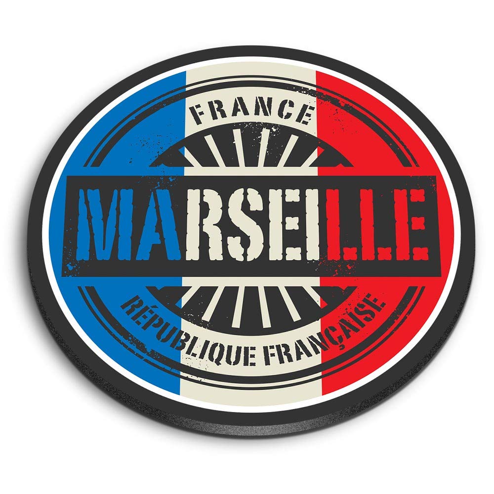 Destination Vinyl Ltd Multicolor 1 X Round Mdf Magnet - Marseille France French Flag 6023