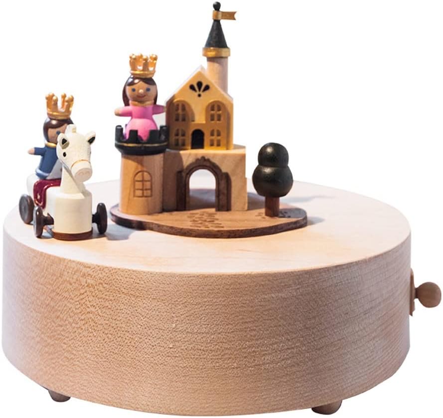 Music Box Music Box Rotating Prince Charming Music Box Wooden Gifts for Girls Wedding Birthday Bedroom Desktop Decoration Wood Musical Box