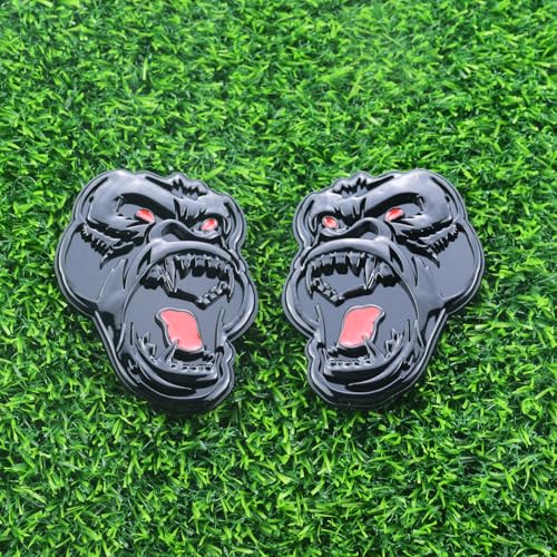 Image of Pair Set Angry Gorilla Ape Emblems 3D Badge Decal Sticker Fit for Universal Car Truck Motorcycles (Black Red)