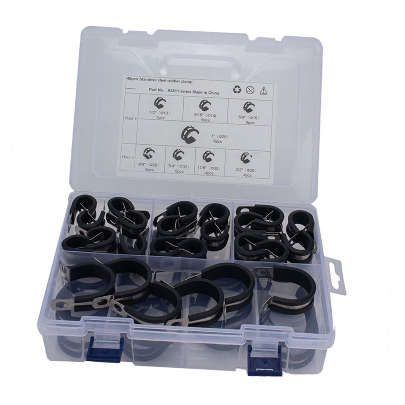 Veemoon Colliers De Serrage Pour Tuyaux 45 Pièces Colliers En Forme De R Pour Radiateur Usage Domestique Et Marin