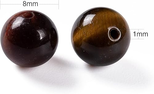 Miniatura 9 de BEEFLYING 100 cuentas de piedra de turmalina negra natural de 0.315 pulgadas (0.315 in), piedras preciosas redondas sueltas con hilo de cristal