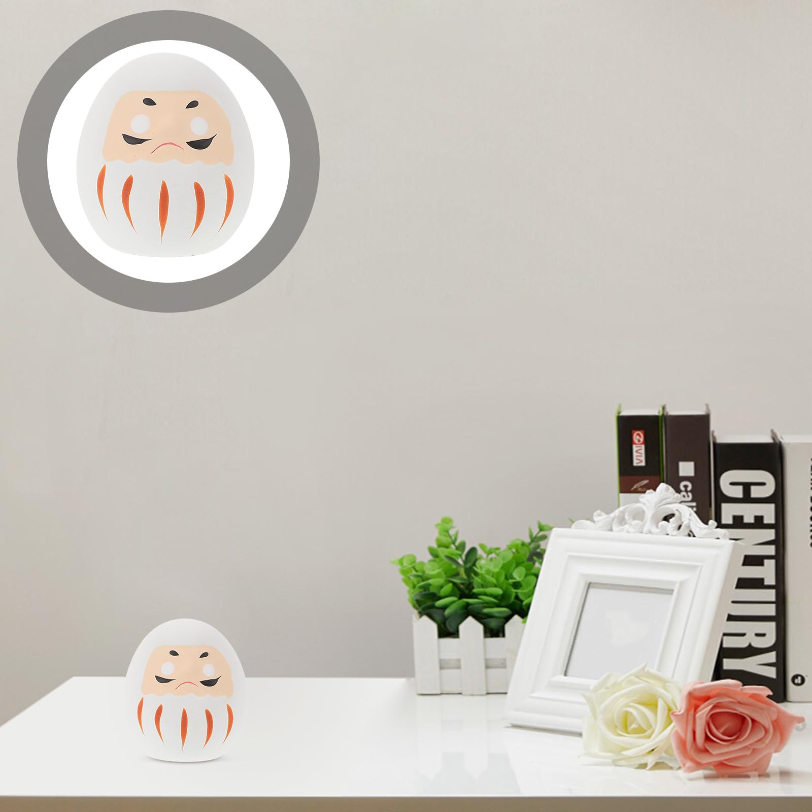 Figura de Cerámica Japonesa Tradicional Muñeco la Suerte Pequeño, Estatua Decorativa para Hogar, Oficina y Restaurante, Muñeca Tambaleante para Decoración de Mesa y Accesorios