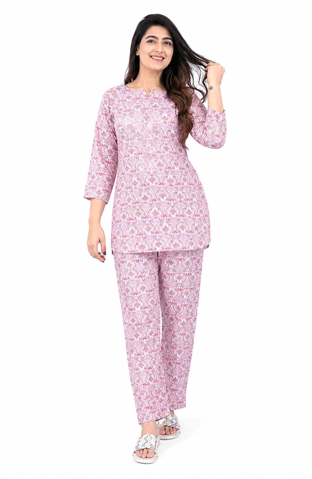 amazon brand - tavasya Women Cotton Night Suit Set | Soft Breathable Fabric | Printed Top & Pajama Set | Comfortable Sleepwear | Regular Fit Nightwear for Women-picture-22