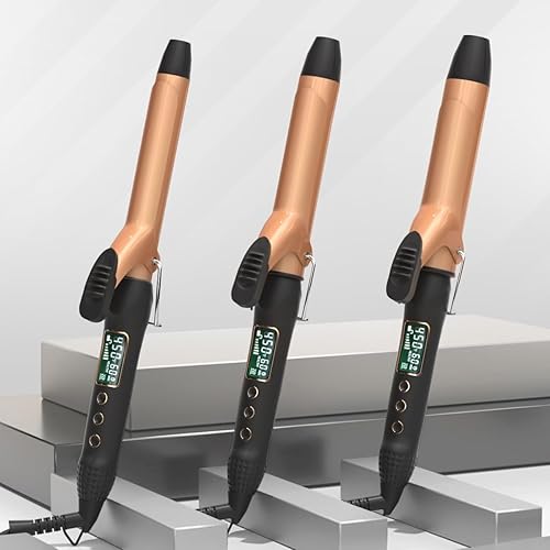 Miniatura 8 de Rizador de 1 14 pulgadas con revestimiento de cerámica, rizador de barril largo con pantalla LCD, rizador de varita con guante protector y 2 clips