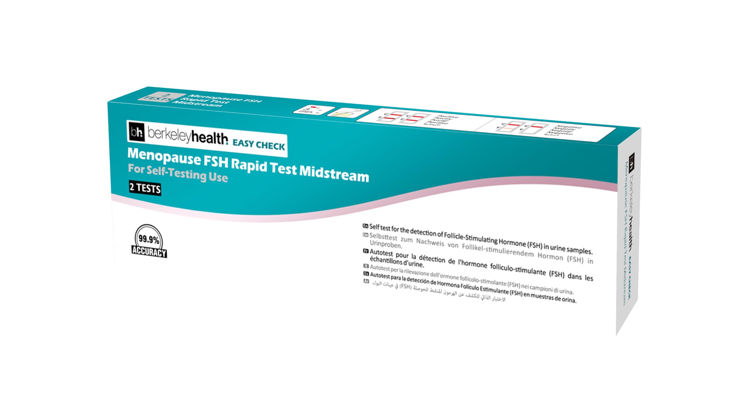 Menopause Self Test Kit for Women (Pack of 2) - FSH Hormone Detection (Midstream) - Easy to Follow, Fast Results & 99.9% Accurate