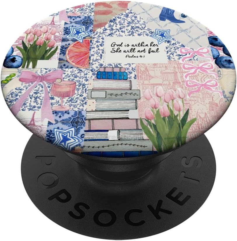Jesus God Is Within Her Preppy Bows Collage Aesthetic Pink PopSockets Adhesive PopGrip