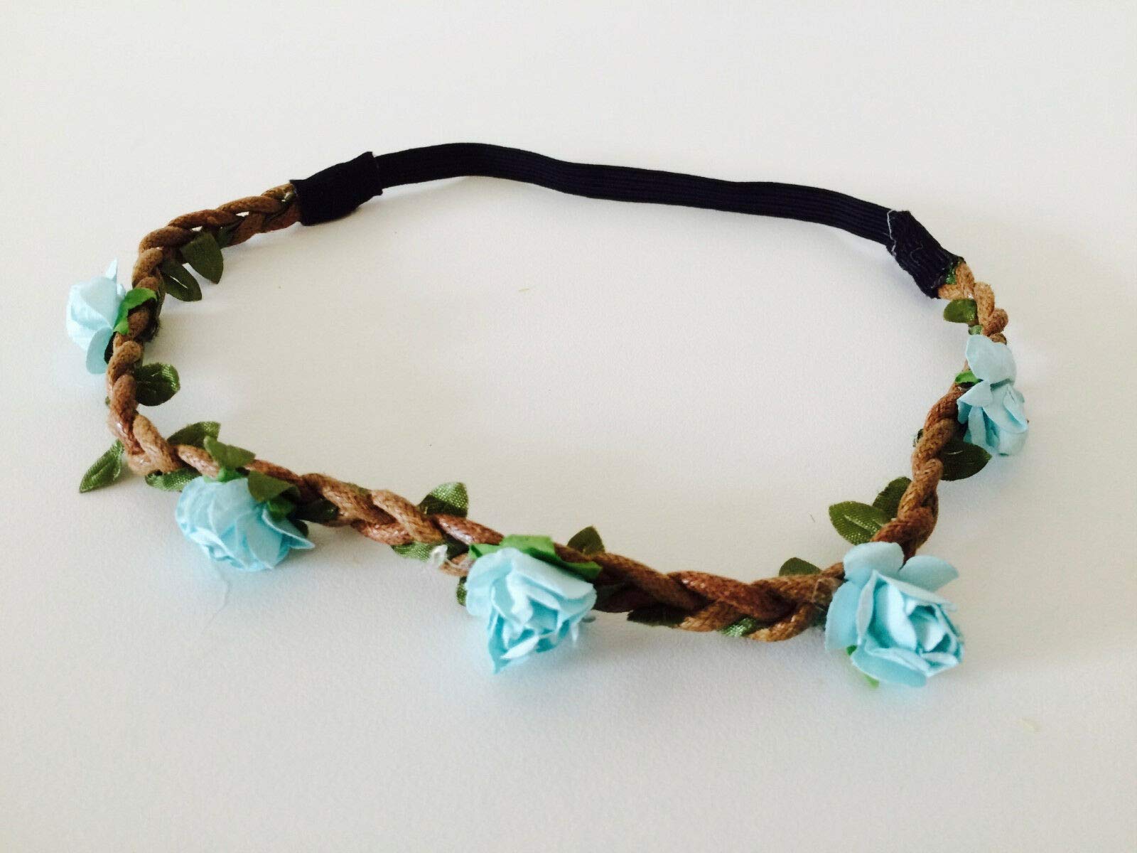 EliteKoopers Sky Blue Rose Design Garland Floral Flower Headband For Festival Party Wedding (1 Pcs)