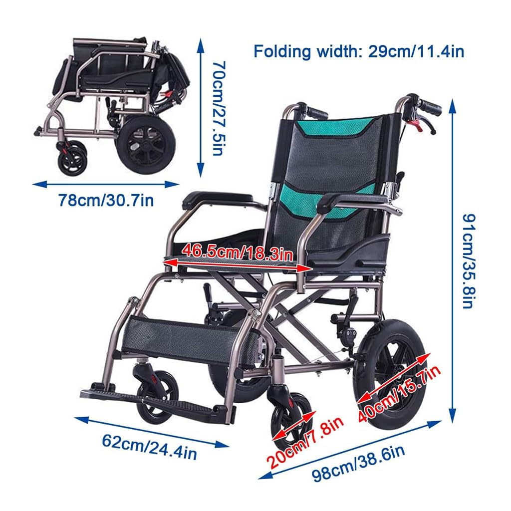 Klappbarer Rollstuhl, Aluminiumlegierung, Reiserollstuhl, faltbar, leicht, kleiner Trolley, Rollstuhl, Reise, ultraleichte Rollstühle für ältere Menschen