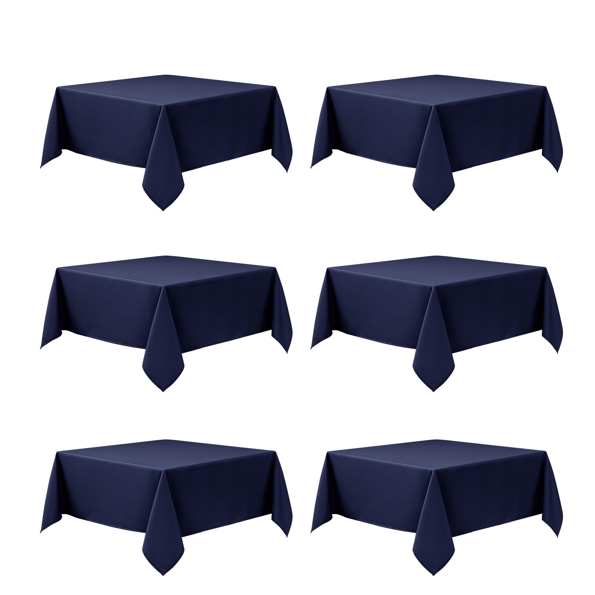 6-Pack Navy Blue Tablecloths for Square Tables, 70 x 70 Inches