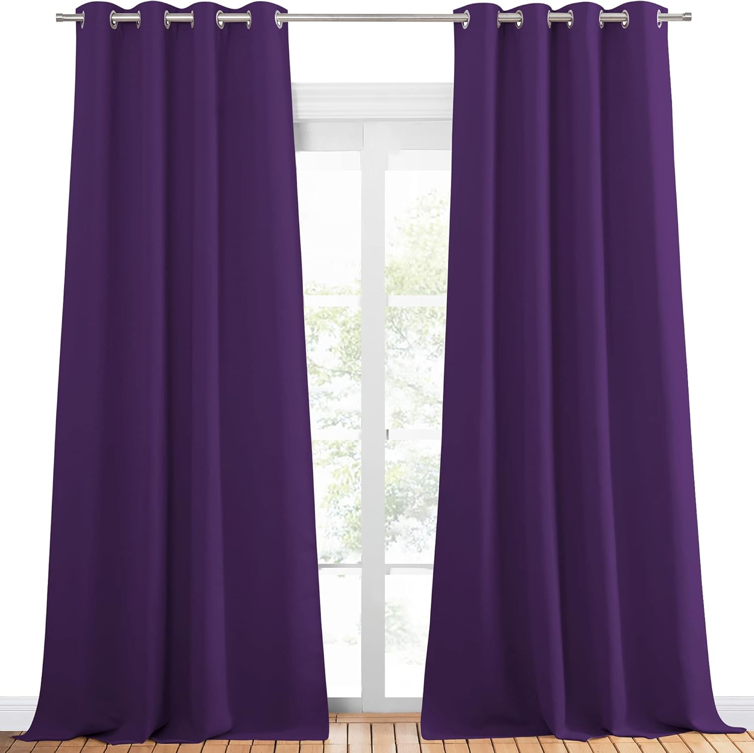 PONY DANCE Cortinas Opacas Moradas - Decoración Hogar Reducción Ruido para Salón, 2 Piezas, 140 x 240 cm, Morado